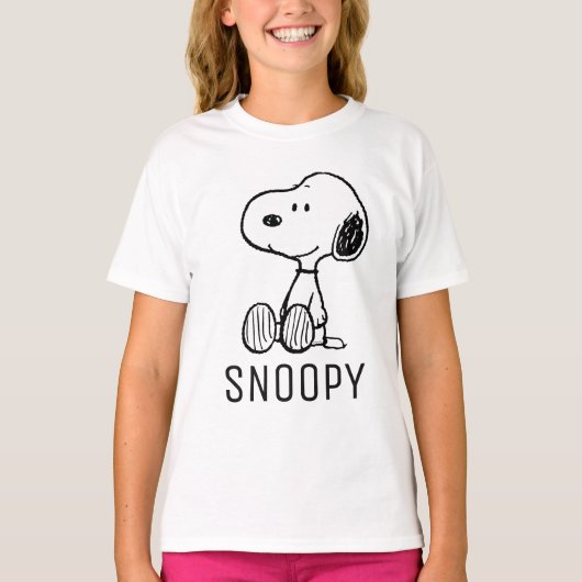 VREEMDEN | Snoopy op Black White Comics T-shirt (Voorkant)