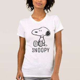 VREEMDEN   Snoopy op Black White Comics T-shirt