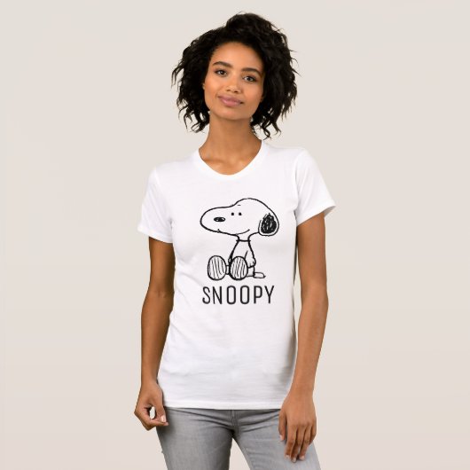 VREEMDEN | Snoopy op Black White Comics T-shirt (Voorkant volledig)