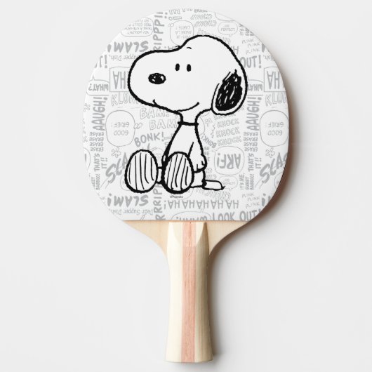 VREEMDEN | Snoopy op Black White Comics Tafeltennisbatje (Voorkant)