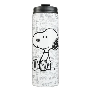 VREEMDEN   Snoopy op Black White Comics Thermosbeker