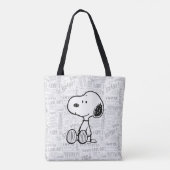 VREEMDEN | Snoopy op Black White Comics Tote Bag (Achterkant)