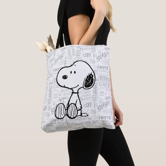 VREEMDEN | Snoopy op Black White Comics Tote Bag (Dichtbij)