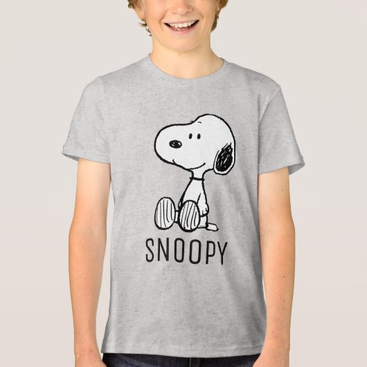 VREEMDEN | Snoopy op Black White Comics Tri-Blend Shirt (Voorkant)