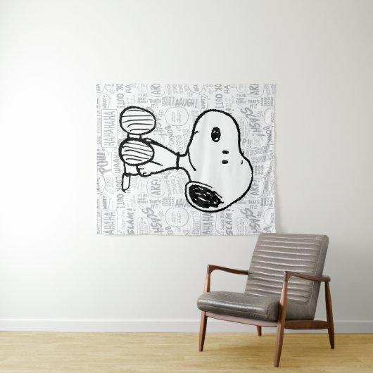 VREEMDEN | Snoopy op Black White Comics Wandkleed (In Situ (horizontaal))