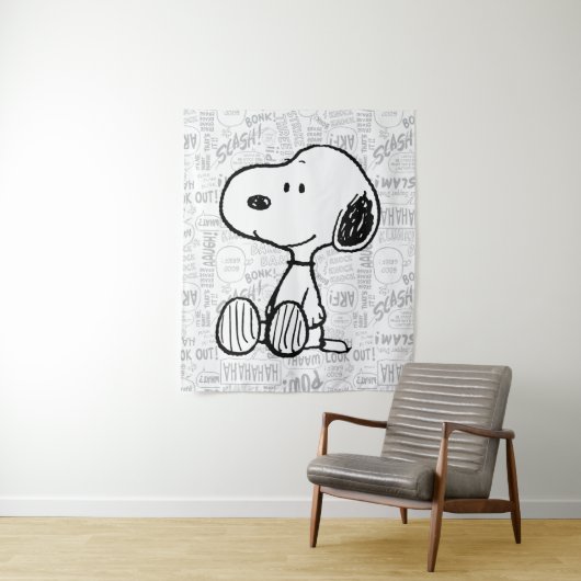 VREEMDEN | Snoopy op Black White Comics Wandkleed (In situ)