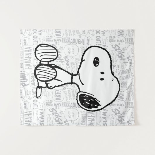 VREEMDEN | Snoopy op Black White Comics Wandkleed (Voorkant (horizontaal))