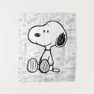 VREEMDEN   Snoopy op Black White Comics Wandkleed