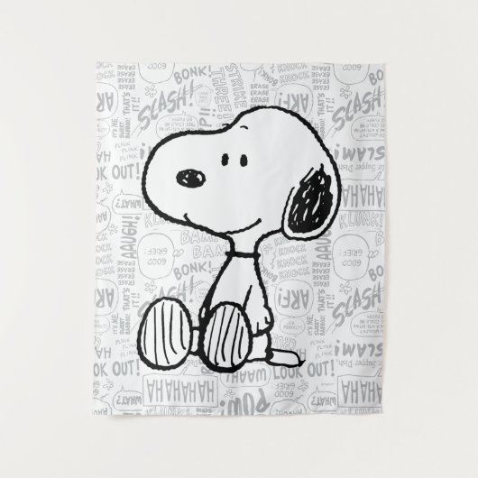 VREEMDEN | Snoopy op Black White Comics Wandkleed (Voorkant)
