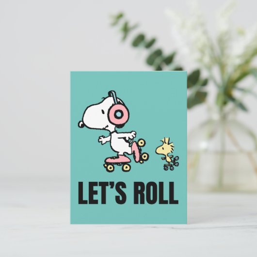 VREEMDEN | Snoopy & Woodstock | Laten we Roll Briefkaart (Staand voorkant)