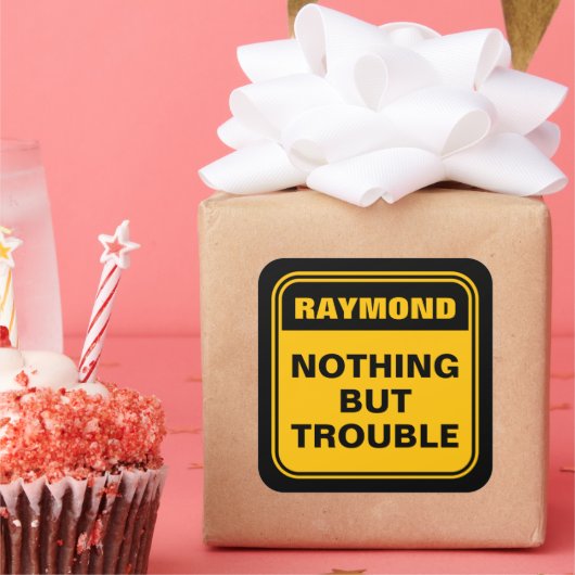 Vreemgeel niets dan waarschuwingsteken squ vierkante sticker (Feest)