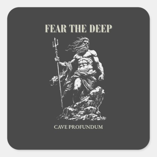 Vrees de Diepte – Poseidon Mythic Vierkante Sticker (Voorkant)