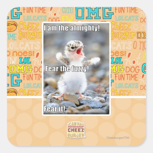 Vrees de Fuzzy! Vierkante Sticker (Voorkant)