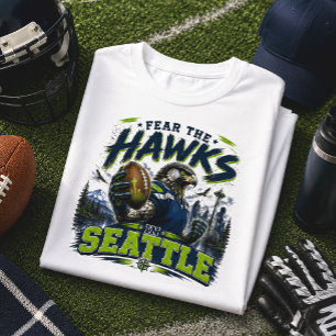 Vrees de Haviken Seattle Voetbal Fan Speldag T-shirt
