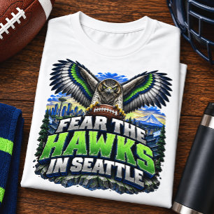 Vrees de Haviken Seattle Voetbal Fan Speldag T-shirt