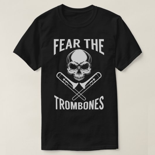 Vrees de Trombones schedel Crossbones T-shirt (Design voorkant)
