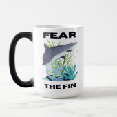 Vrees de vinhaai magische mok (Links)