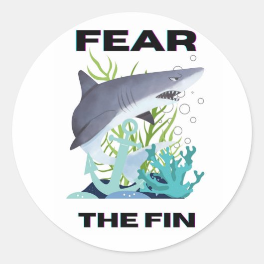 Vrees de vinhaai ronde sticker (Voorkant)