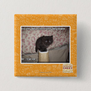 Vrees me vierkante button 5,1 cm