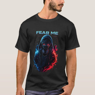 Vrees Mij Cyberpunk Gekapte Krijger Rood en Blauw  T-shirt