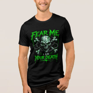 Vrees Mij – Ik Ben Jouw Dood | Gotische Schedelmet Tri-Blend Shirt