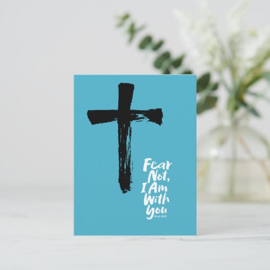 VREES NIET, IK BEN met u - Kruis God - Jesaja 41:1 Feestdagenkaart (Staand voorkant)