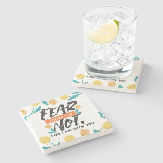 Vrees niet Jesaja Bijbelvers Inspirerend ontwerp Stenen Onderzetter (Zijkant)