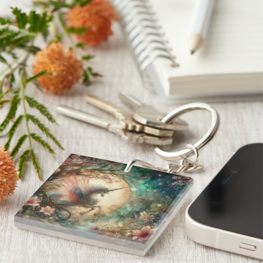 Vrees niet Jesaja Vers Waterverf Eenhoorn Christel Sleutelhanger (Voorkant Rechts)