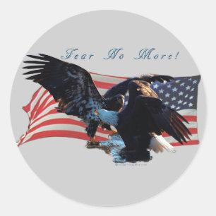 "Vrees niet meer!" Eagle/US Flag Cadeautje Ronde Sticker