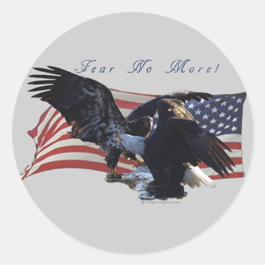 "Vrees niet meer!" Eagle/US Flag Cadeautje Ronde Sticker (Voorkant)