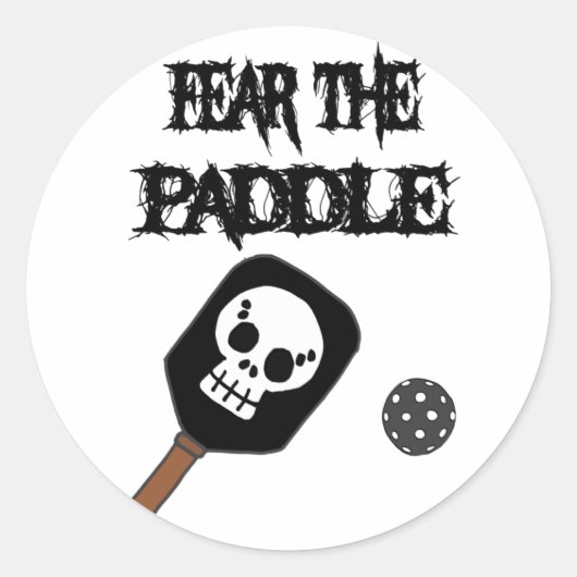 Vrees voor de Paddle Pickleball Paddle Ronde Sticker (Voorkant)