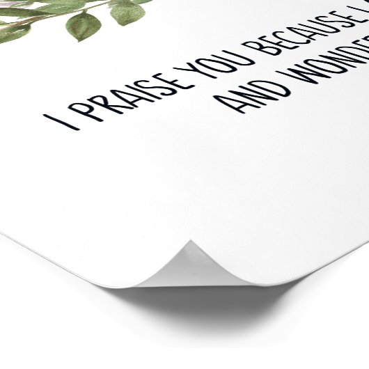 Vreeswekkend en wonderbaarlijk gemaakt, Psalm 139: Poster (Hoek)