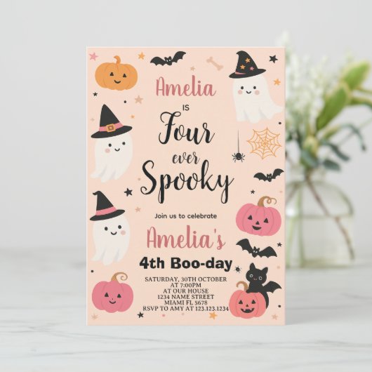 Vreselijk leuk vier Halloween verjaardagsuitnodigi Kaart (Staand voorkant)