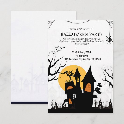 Vreselijk leuk zwart-wit Halloween feest Kaart (Voorkant / Achterkant)