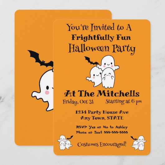 Vreselijk leuke Halloween-feestuitnodiging Kaart (Voorkant / Achterkant)