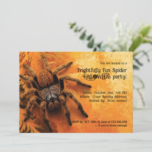 Vreselijk leuke Spider Halloween Party Kaart (Staand voorkant)