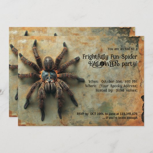 Vreselijk leuke Spider Halloween Party Kaart (Voorkant / Achterkant)