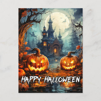 Vreselijk oud spookhuis Halloween Briefkaart