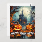 Vreselijk oud spookhuis Halloween Briefkaart (Voorkant / Achterkant)