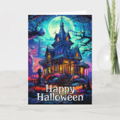 Vreselijk oud spookhuis | Happy Halloween Kaart (Voorkant)