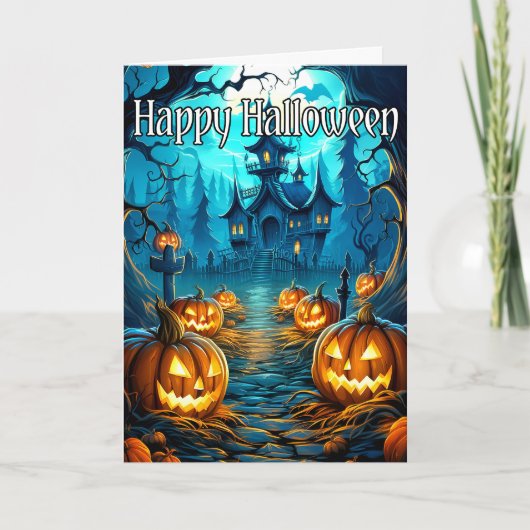 Vreselijk oud spookhuis | Happy Halloween Kaart (Voorkant)