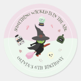 Vreselijk Schattigee groene heks Halloween Verjaar Ronde Sticker