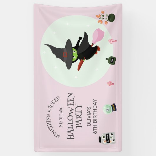 Vreselijk Schattigee groene heks Halloween Verjaar Spandoek (Verticaal)