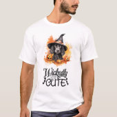 Vreselijk Schattigee zwarte hond puppy heks T-shirt (Voorkant)