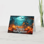 Vreselijk spookachtig Halloween spookhuis Kaart (Voorkant)
