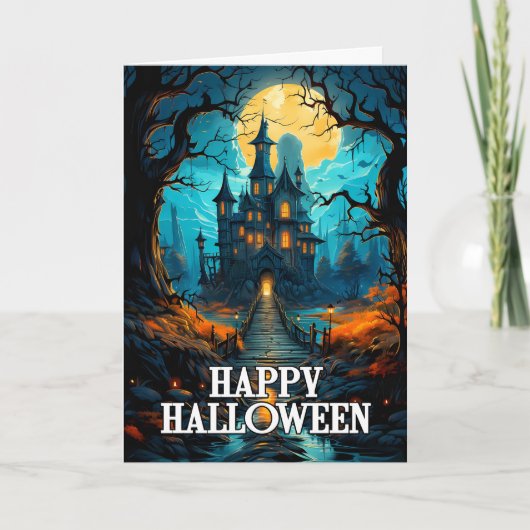 Vreselijk spookhuis | Happy Halloween Kaart (Voorkant)