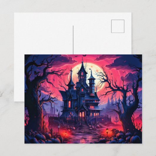 Vreselijk spookhuis na donker briefkaart (Voorkant / Achterkant)
