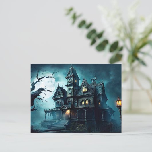 Vreselijke Halloween spookhuis na middernacht Briefkaart (Staand voorkant)