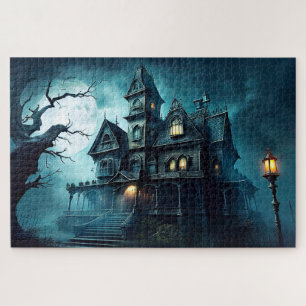 Vreselijke Halloween spookhuis na middernacht Legpuzzel