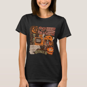 Vreselijke Nacht Halloween Skeletten Buitenaardse T-shirt
